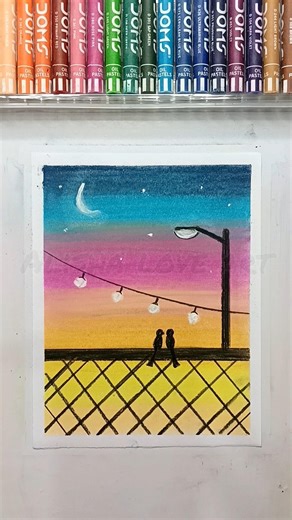 🎨 Easy Road Painting | Soft Pastel Art #artshorts #easytutorial #acrylicpainting #softpastel