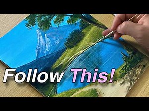 Step-by-Step Mountain Lake Painting / Acrylic Painting