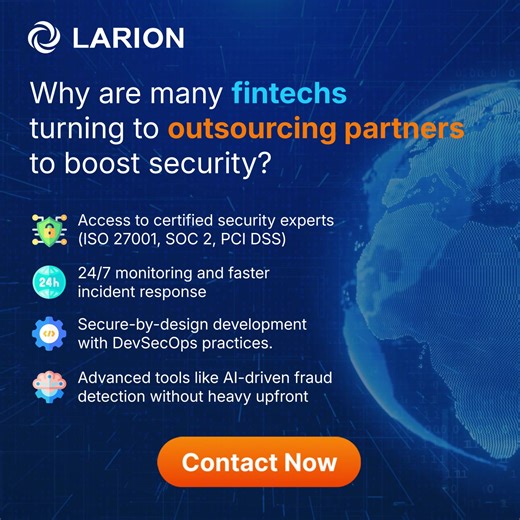 How Outsourcing Can Strengthen Fintech Cybersecurity? In fintech, trust = everything. Customers won’t forgive data breaches, and regulators won’t overlook weak compliance. Here’s why many fintechs are turning to outsourcing partners to boost security: 🔒 Access to certified security experts (ISO 27001, SOC 2, PCI DSS). 🌍 24/7 monitoring and faster incident response. ⚡ Secure-by-design development with DevSecOps practices. 💻 Advanced tools like AI-driven fraud detection without heavy upfront co