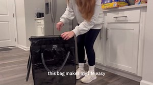 Reusable Grocery Bag on Wheels, (Medium, Black) Shopping Bags with Wheels and Handle, Folding Rolling Tote, Zipper Cover, Carries Up to 46 LBS, for Laundry, Picnic