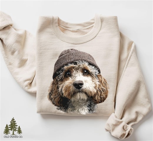 Vintage Cockapoo Beanie Sweatshirt, Cute Cockapoo Dog Crewneck, Dog Mom Gift, Funny Dog Lover Sweatshirt, Cozy Winter Puppy Shirt - Etsy