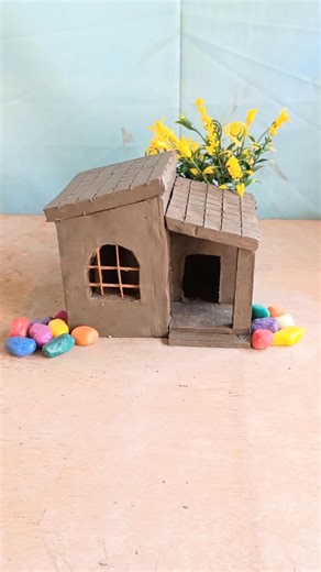 DIY Miniature Clay House 🏠 | Creative Clay Art 🌿 #mudhouse #clayhouse #craft