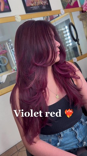 Burgundy Red Violet Hair Color Transformation at Arizona Salon