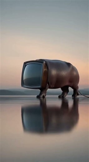 This Hippo Has a TV for a Head and I Can't Stop Watching #weird #art #shorts