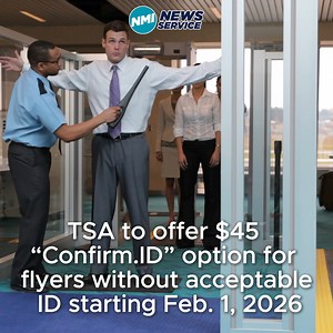 6.1K views · 12 reactions | No REAL ID or acceptable ID at the checkpoint? DHS says TSA will roll out a $45 “Confirm.ID” option starting Feb. 1, 2026, allowing travelers to pay for identity verification for a 10-day travel period—but TSA warns it could mean delays and urges travelers to get a REAL ID or bring another acceptable ID (like a passport). Full story here: https://www.nminewsservice.com/tsa-confirm-id-45-fee-real-id-feb-1-2026/ | NMI News Service | Facebook