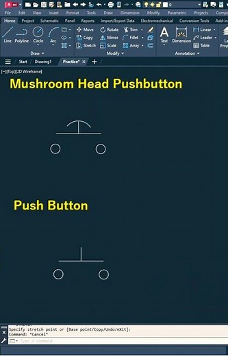 AutoCAD Electrical Practice-Push Button, Mushroom Head Pushbutton #autocad #pushbutton #mushroom