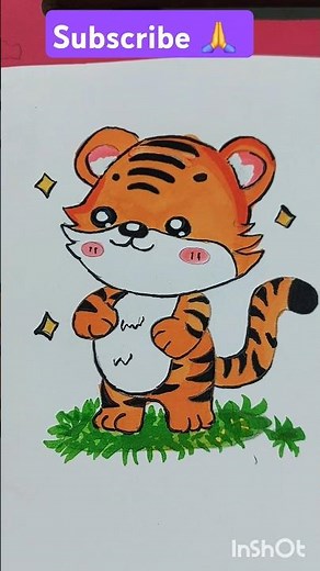 How to Draw a Tiger Easy 🐯Cute Cartoon Animal.