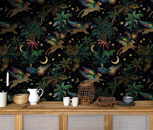 Mystical Jungle Wallpaper: Fantasy Leopard Wall Mural - Etsy