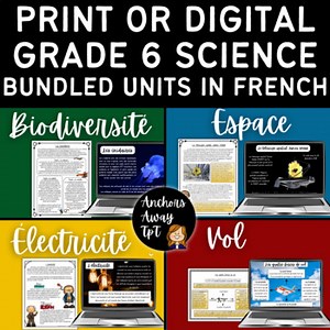 Grade 6 Science Bundle in French - Biodiversity, Space, Electricity, Flight