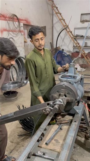 Heavy Duty Double Spring Making on Lathe Machine | 9mm Iron Wire Spring Process #ytshorts