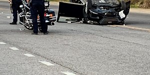 Two-car crash causes overturned vehicle in Birmingham