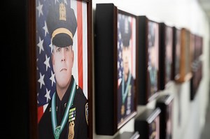Memorial unveiled at the PBA headquarters for the 23 police officers that were killed on 9\/11