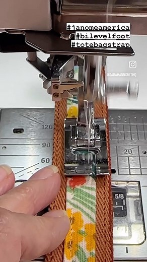 4K views · 208 reactions | We could watch this Bi Level Foot all day  #janomeartisan @sarahannsmithq shows us how easy it is to add top stitching to her her bag straps using the Bi Level Foot! The Bi Level Foot enables sewing at a constant width from the fold of the fabric and guides your top stitching and edge stitching perfectly! Head to your local Janome dealer to get yours today! | Janome Sewing Machines | Facebook