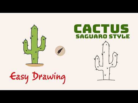 How to Draw a SAGUARO CACTUS! 🌵🏜️ Easy Desert Drawing for Kids & Beginners #lidoartworks