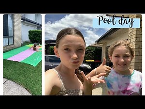 Fun pool and slip and slide day with Skye and Mia!