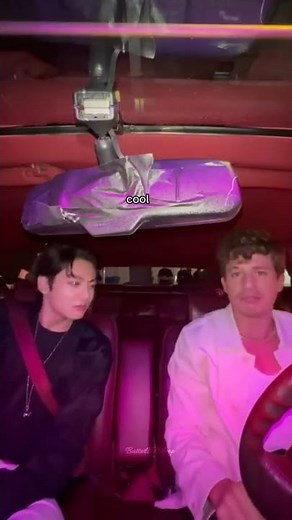Jungkook and Charlie Puth Beatboxing on the car.