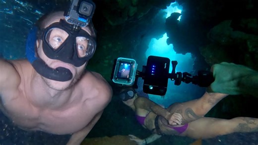 I used a flashlight to explore underwater tunnels