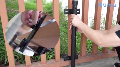 Heavy-Duty Patio Umbrella Holder for Deck Railing - Stainless Steel Windproof Outdoor Patio Umbrella Base and Mount Brackets Attachable to Railing, Fits Pole ≤1.6'' & Post