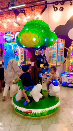 Riding a super cute colorful carousel horse surrounded by green trees! 🎠🐴🌳💕 #cute #carousel