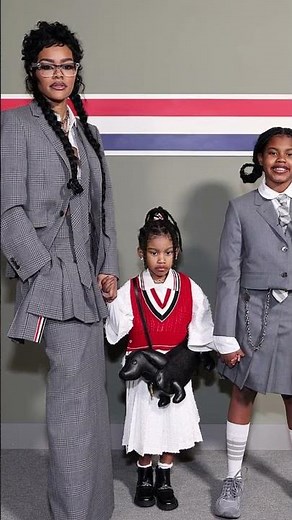 Teyana Taylor Twins with Daughters in Thom Browne at GQ Bowl! 👗✨