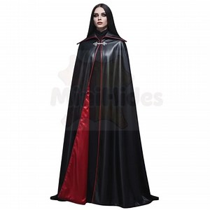 Gothic Black & Red Leather Vampire Cloak – Halloween Costume Cape