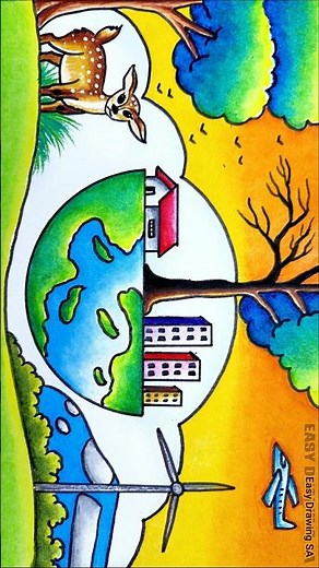 World Earth Day drawing/environmental drawing/save earth save nature poster drawing
