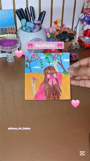 Drawing a Girl with a Pink Bow 🎀| Easy Aesthetic Drawing 🌸​| #shorts​ #art​#drawing​ #artist