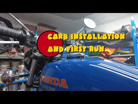 Honda 400 4 Carb installation and first run following strip and rebuild.