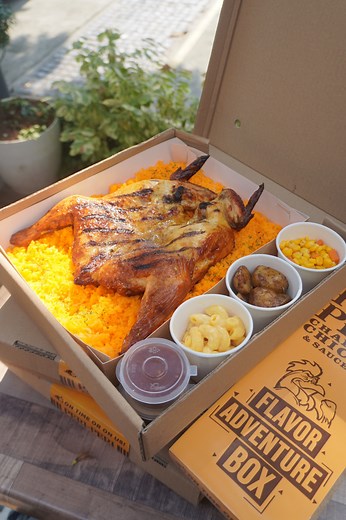 Unboxing our latest Flavor Adventure Box! 🎉 Starting at just P799, you can vibe with all your Peri-Peri faves in one epic package!​ Get it through Carryout, Express Delivery, or on FB Messenger, GrabFood, FoodPanda, and Pickaroo.​ Let’s kick off this flavor party! 🥳✨​ #LetYourFlavorAdventureBegin #FlavorAdventureBox | Peri-Peri Charcoal Chicken & Sauce Bar
