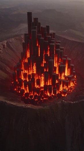 They Dropped a Giant Padlock Into Lava… The Lake Froze Into Hexagons and EXPLODED! 🌋💥 #DropIntoChaos #GiantPadlock #Lava #Volcano #EpicExplosion