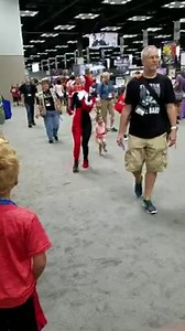 Adorable Harley video number two. So, on Friday when Lauren was Harley the first time, this little girl and her mom came by and mom asked the little girl if she wanted a picture with Harley. She was a little overwhelmed and started crying, so Lauren spent the next five minutes playing hide and seek with her until she stopped crying and started laughing. Cut to today, and this little girl comes running back to Lauren, saying "There she is!" and plays tag and hide-and-seek with her for the next co