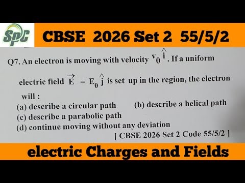Q7. An electron is moving with velocity vo i . A uniform electric field E = Eo j | CBSE 2026 55/5/2