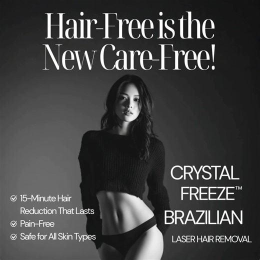 𝐖𝐡𝐲 𝐂𝐫𝐲𝐬𝐭𝐚𝐥 𝐅𝐫𝐞𝐞𝐳𝐞 𝐢𝐬 𝐁𝐞𝐭𝐭𝐞𝐫 𝐟𝐨𝐫 𝐘𝐨𝐮𝐫 𝐈𝐧𝐭𝐢𝐦𝐚𝐭𝐞 𝐀𝐫𝐞𝐚 🚀 Still using IPL for your intimate area? It’s time to upgrade! Here’s why Crystal Freeze™ Brazilian Laser Hair Removal is the better choice: 𝐅𝐚𝐬𝐭𝐞𝐫, 𝐋𝐚𝐬𝐭𝐢𝐧𝐠 𝐑𝐞𝐬𝐮𝐥𝐭𝐬 💪 IPL often needs multiple sessions for noticeable changes. With Crystal Freeze, you’ll see smoother, hair-free skin after just one session. 𝐏𝐞𝐫𝐟𝐞𝐜𝐭 𝐟𝐨𝐫 𝐀𝐥𝐥 𝐒𝐤𝐢𝐧 𝐓𝐲𝐩𝐞𝐬 🌈 IPL works best on light 