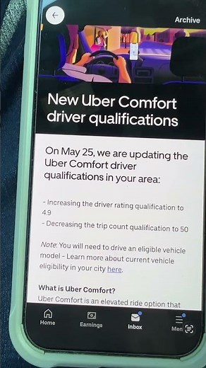 The New Uber Comfort driver qualifications