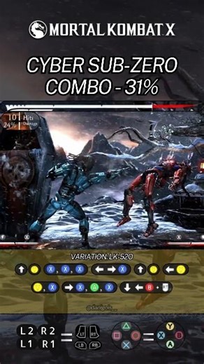 Cyber Sub-Zero Combo Tutorial MKX - 31% ❄️
