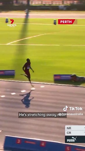 Australian sprint sensation Gout Gout has broken the 10-second barrier in a blistering 100m heat at the national championships in Perth. The 17-year-old recorded a time of 9.99 seconds with a 3.5s tailwind, which won't legally count, but he also pulled up at least 20m from the finish line. #goutgout #guotguot #sprint #sprints #sprinting #run #running #athlete #athletics #100m #100metres #100meters #perth #championship #heat #stadium #aus #australia #sport #7NEWS