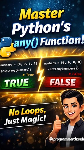 🔥 Master Python’s any() Function in 30 Seconds! #coding #any #python #tipsandtricks #programming