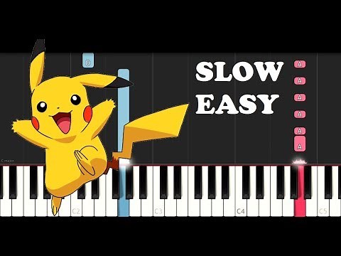 Pokemon Theme Song (SLOW EASY PIANO TUTORIAL)