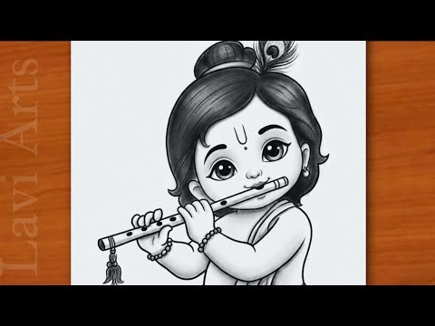 Easy little krishna god pencil ldrawing I bhagwan krishna ji simple art | Chitra
