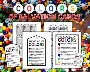 Colors of the Gospel Printable Salvation Card Set, Sunday School Color Gospel Printables, Salvation Poem Prayer Card, Faith Beads Bracelet - Etsy