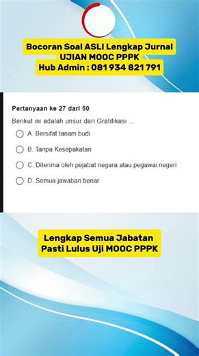 ASLI..! SOAL MOOC PPPK EVALUASI PPPK #pppk #guru #profilingasn #kdkmp #unhan