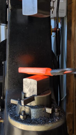 Always fun drawing out wrought iron on the hammer. Started softly to square it up cause it was a nasty chunk  #blacksmith #forging #handmade #craftsman #artisan | Adamas Forge | Facebook