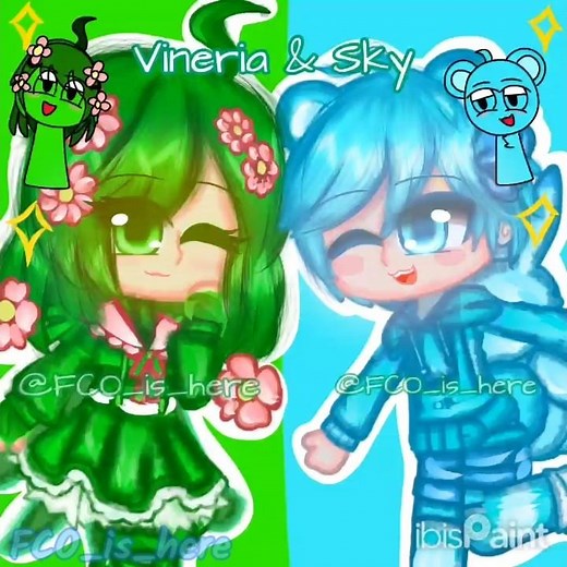 Vineria and Sky || Incredibox Sprunki in gacha shading speedpaint 🎨✨💚💙#Incrediboxsprunki #sprunki