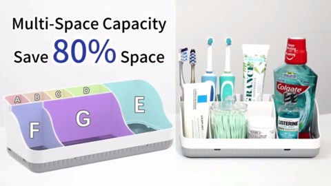 Toothbrush Holders for Bathrooms, 7 Slots Detachable Anti-Slip Bathrooms Counter Organizer and Storage, Electric Toothbrush and Toothpaste Holder Vanity Organizer, Storage Accessories for Adults Kids