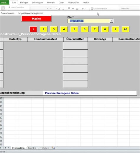 Group name Database Designer Multi-column databases in Excel