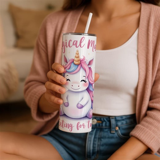 Magical Mama Unicorn Tumbler Wrap – AI Cartoon Design (20oz Skinny Tumbler) (digital Download) - Etsy
