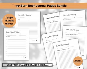 Burn Book Journal Pages Bundle, Printable Digital Download, Stress Anxiety Release, Mindfulness, Secret, Burn After Writing Reading, Therapy - Etsy