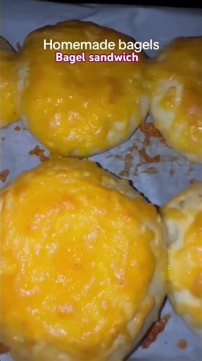Homemade cheddar cheese bagels #bagelsandwich #homemade #bagels