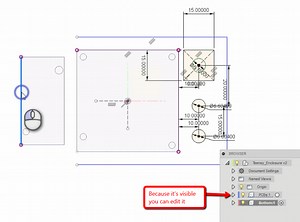 Offset line created in inactive sketch
