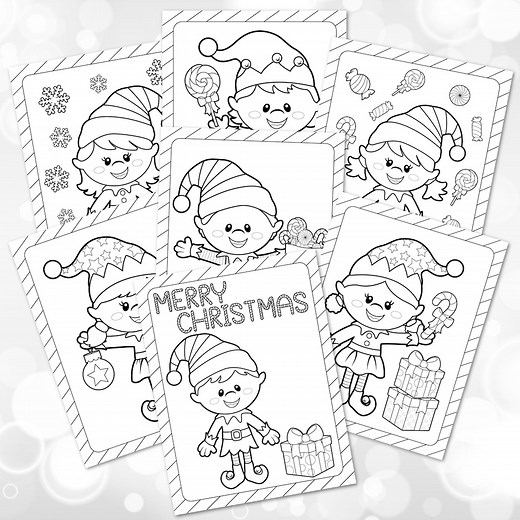 Elf Coloring Pages: Printable Christmas Holiday Activity for Kids - Etsy